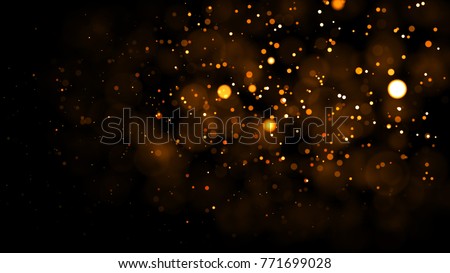 Gold abstract bokeh background. real backlit dust particles with real lens flare. glitter lights . Abstract Festivevintage lights defocused. Christmas and New Year feast.