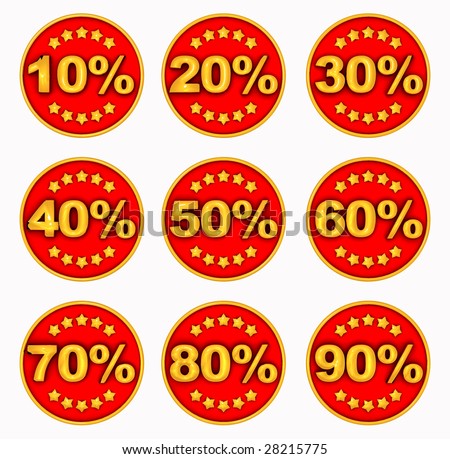Labels about discounts for the goods in supermarkets, the Internet shops, catalogs
