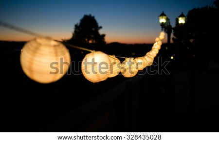 Outdoor string lights at night time