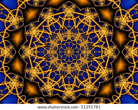 gold jewel net on blue background