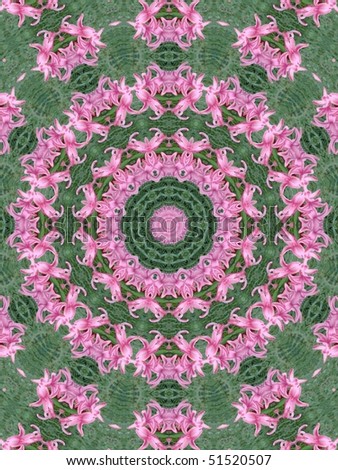 pink flowers circle on green