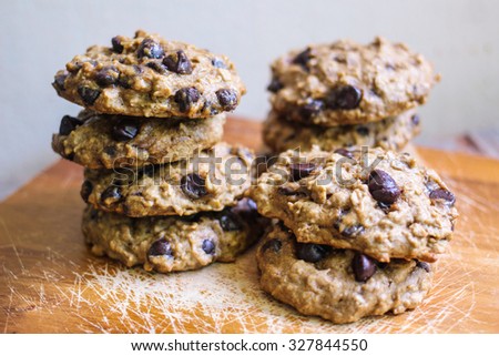 Soft batch Chocolate Chip Cookies. Clean Eating Homemade Healthy snack not fat.