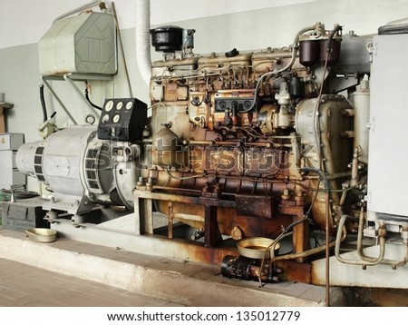 Old diesel generator - electric energy source.