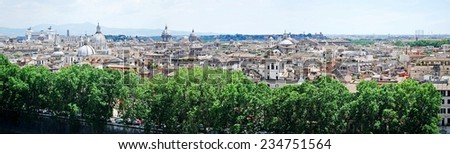 ROME, ITALY - MAY 30: Rome city aerial view from San Angelo castle on May 30, 2014, Rome, Italy.