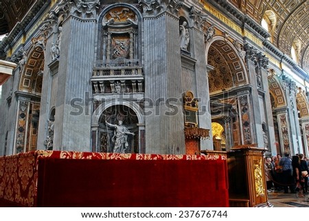 ROME, ITALY - MAY 31: Inside view of Saint Peter\'s Basilica on May 31, 2014, Rome, Italy.