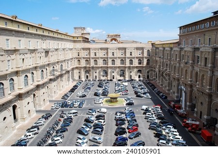 ROME, ITALY - MAY 30: Cars in Vatican museum on May 30, 2014, Rome, Italy.