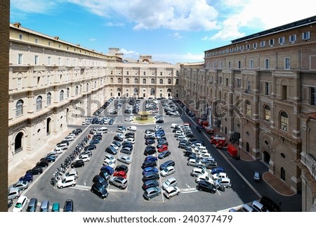 ROME, ITALY - MAY 30: Cars in Vatican museum on May 30, 2014, Rome, Italy.