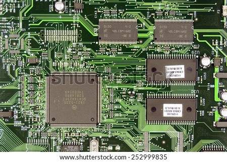 VILNIUS, LITHUANIA - FEBRUARY 3: Printed circuit board in private collection on February 3, 2015, Vilnius, Lithuania.