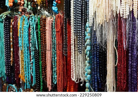 Different colorful beads on the arabic market, Oman