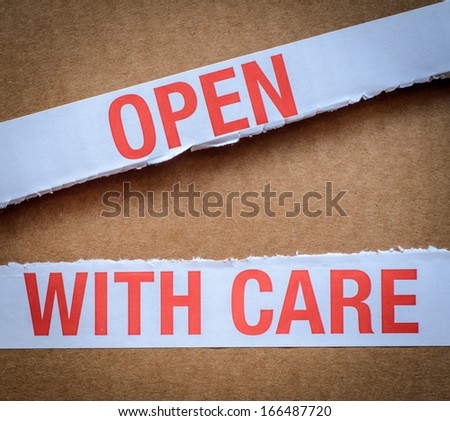 Package WIth Open With Care Label
