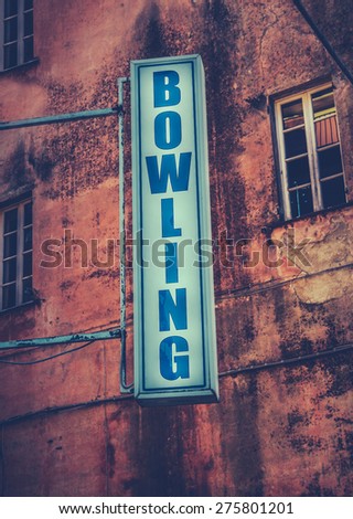 Grungy Retro Sign For A Bowling Alley