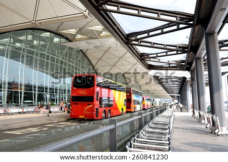 CHICAGO, USA - OCTOBER 3: Ground service bus for passenger transferring in Hongkong International Airport, Hongkong, China, in October 3rd, 2014. Hongkong is a tourism city in South of China.