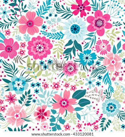 Cute pattern in small flower. Small colorful flowers. White background. Ditsy floral background. The elegant the template for fashion prints.
