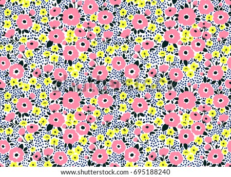 pretty daisy floral print ~ seamless background Stock Vector