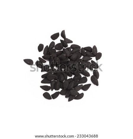 Black seed seeds isolated on white, Nigella sativa - fennel flower spices