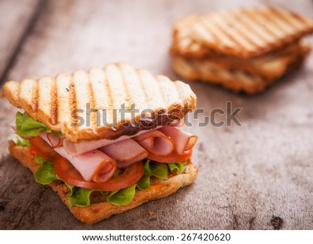 Toast Sandwich on wooden background