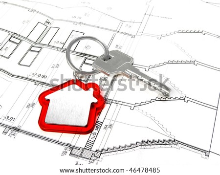 House key on architectural floor plans