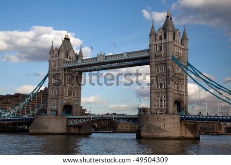 Tower Bridge over the River Thames in London, England on a sunny afternoon