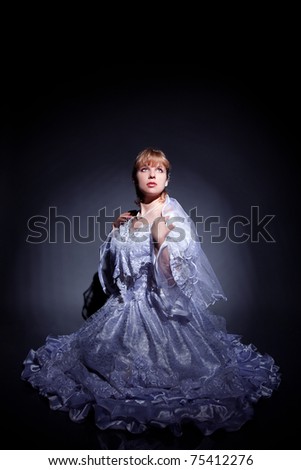 stock photo beauty woman in wedding dress studio shot