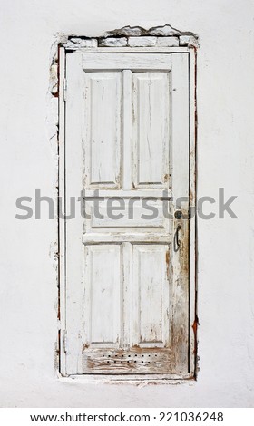 old wooden white door