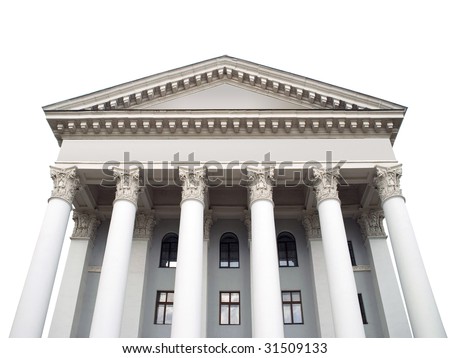 pillar of the corinthian order building on white background (isolated).