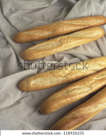 color advertising photography with french bread on natural background in detail