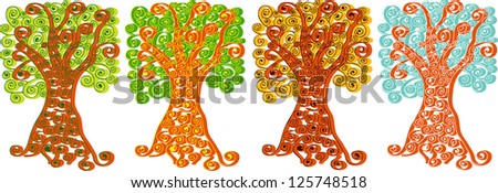 vector design with four seasons trees isolated on white background