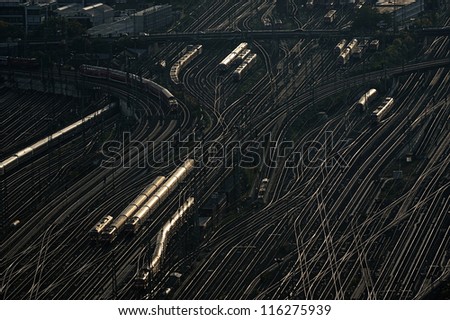Railway wagons at the railroad yard