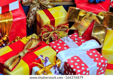 Colorful gifts box isolated on white background