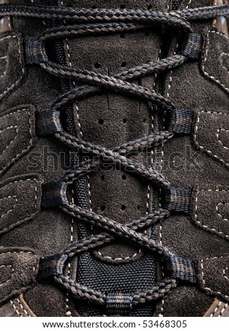 close-up laces on the brown boots