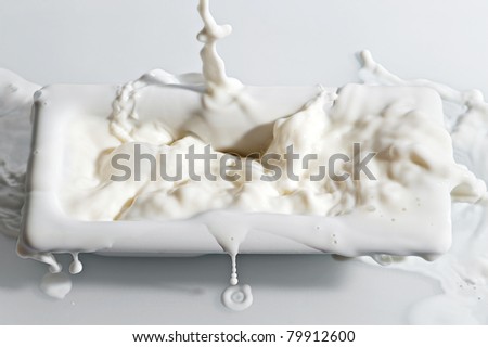 big milk splash in the bath tub on white background