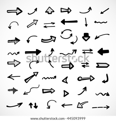 Hand-Drawn Arrows, Vector Set - 445093999 : Shutterstock