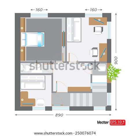 part of architectural project Ground Floor Plan Floorplan House Home Building Architecture Blueprint Layout Detailed architectural plan. EPS10 vector illustration