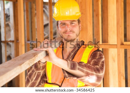 A Construction Worker on the job with a hard hat