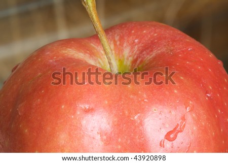 Delicious Apple with stem isolated with a shine on it