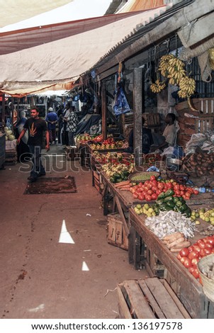 STONE TOWN, ZANZIBAR - APRIL 21: Fruit and vegetables market, April 21, 2006, in Stone Town, Zanzibar, Tanzania