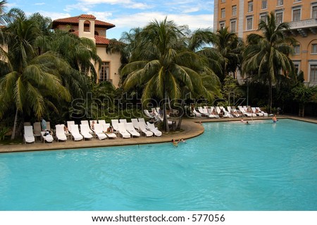 Large swimming pool at Biltmore hotel, Coral Gables, Florida, U.S.A.
