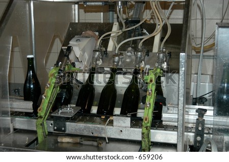French wine-cellar in Champagne region, France (bottling process)