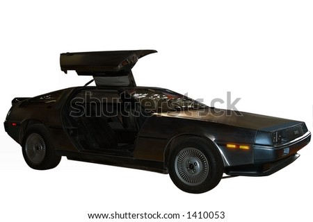 De Lorean sport car isolated (it\'s the famous car featured in Back to the Future movie)