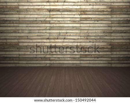Abstract background of textured timber wall and wooden floor