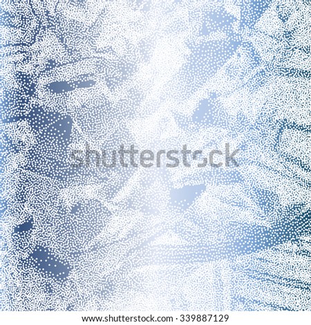 Frosty Backgrounds. Dotted Ice Illustration. Abstract Winter Blue Background. Engraving Halftone Banner. Snowy Dots.