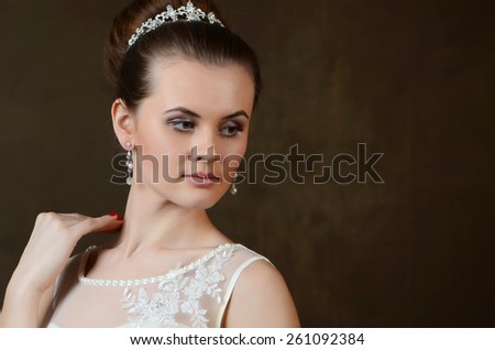 Portrait of the bride with big beautiful eyes