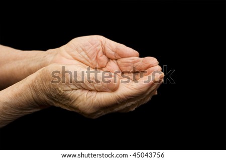 The old hands begging on the black