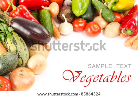 Assortment of fresh vegetables  isolated on white