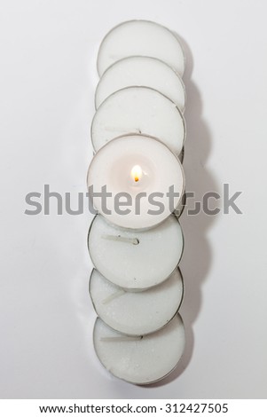 Round Candle lights arranged. Christmas lighting.