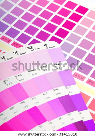 Printed color chart and a color guide (purple)