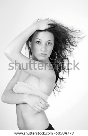 Expression of a woman, artistic black and white image