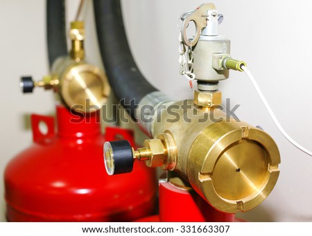 fire extinguishing system in the office. a closeup of the fire extinguishing system in an office building