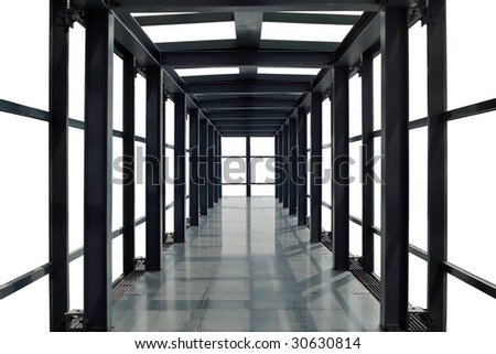 Abstract time and space corridor with white background