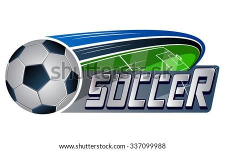 Vector illustration of soccer ball & soccer field